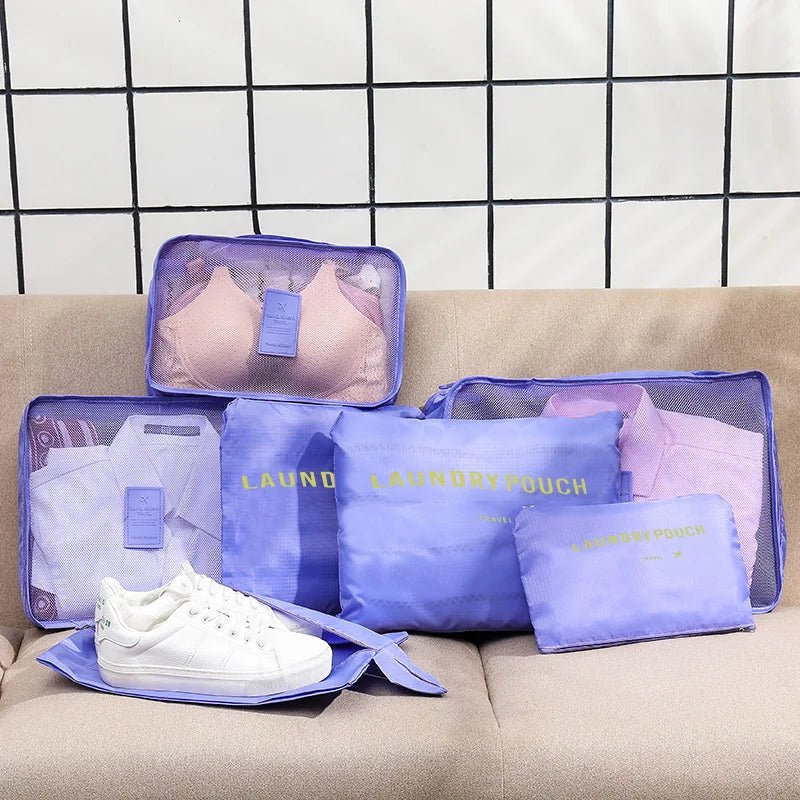 6-piece Large Size Travel Organizer Portable Suitcase Organizer Clothes Shoes Makeup Bag Luggage Organizer Travel Storage Bag