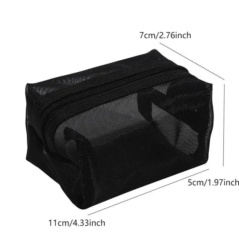 Mini Clear Nylon Mesh Cosmetic Bags Cute Women Small Lipstick Makeup Bags Pouch Data Line Key Earphone Organizer Case
