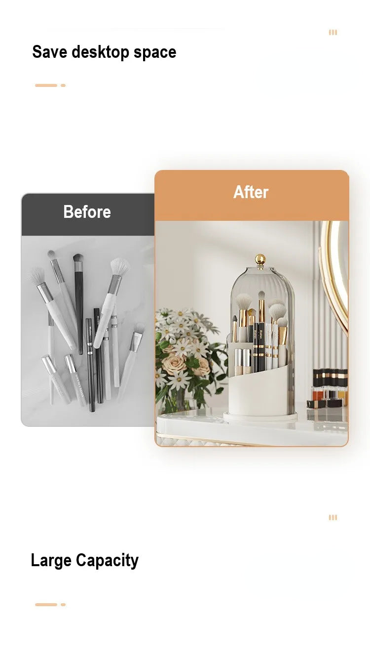 360° rotary makeup brush holder with cover Luxury cosmetics lipstick eyebrow pencil holder eye shadow storage box