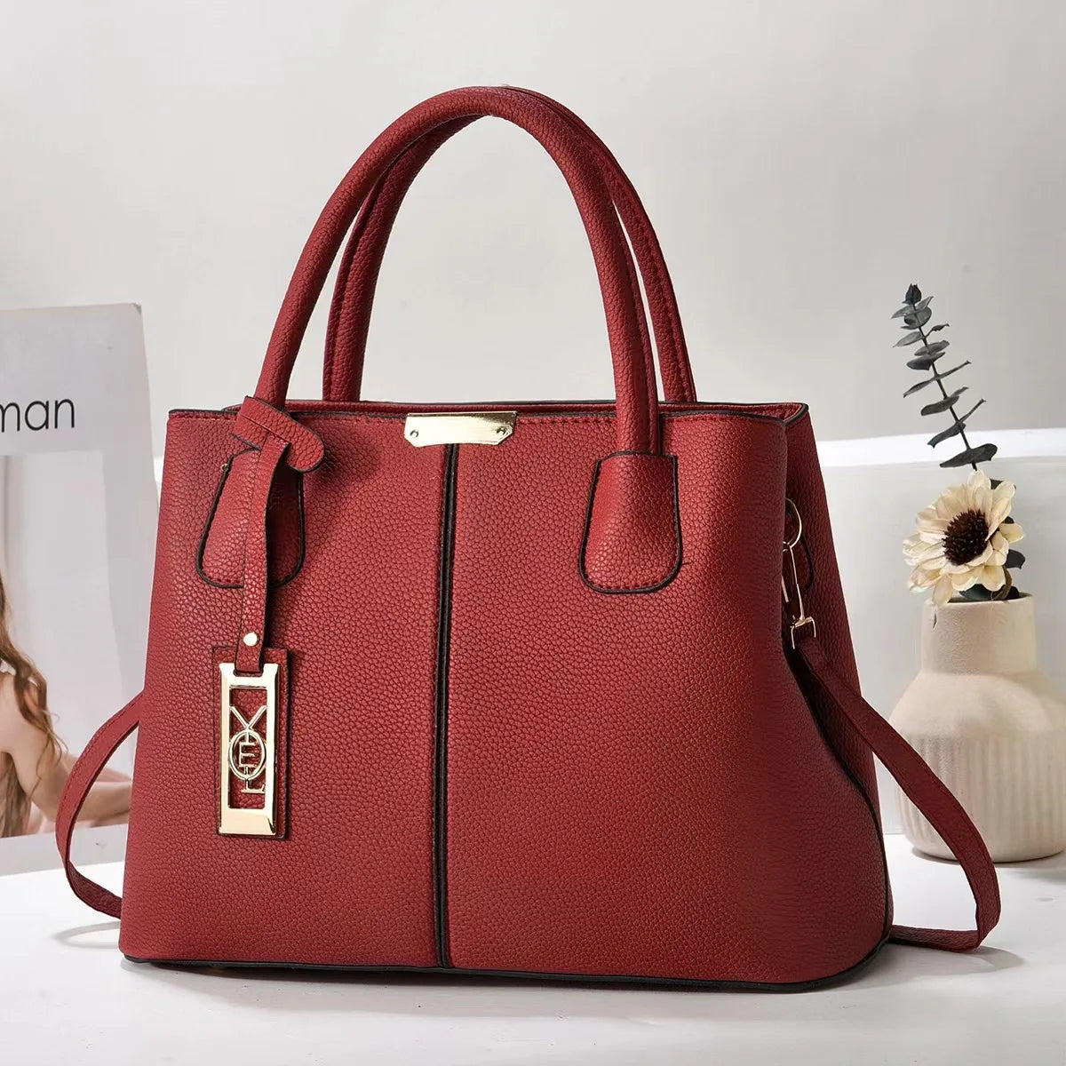 Bag Fashion Solid Color Handbag Middle-aged Mom Bag Simple Casual Large Capacity Shoulder Bag
