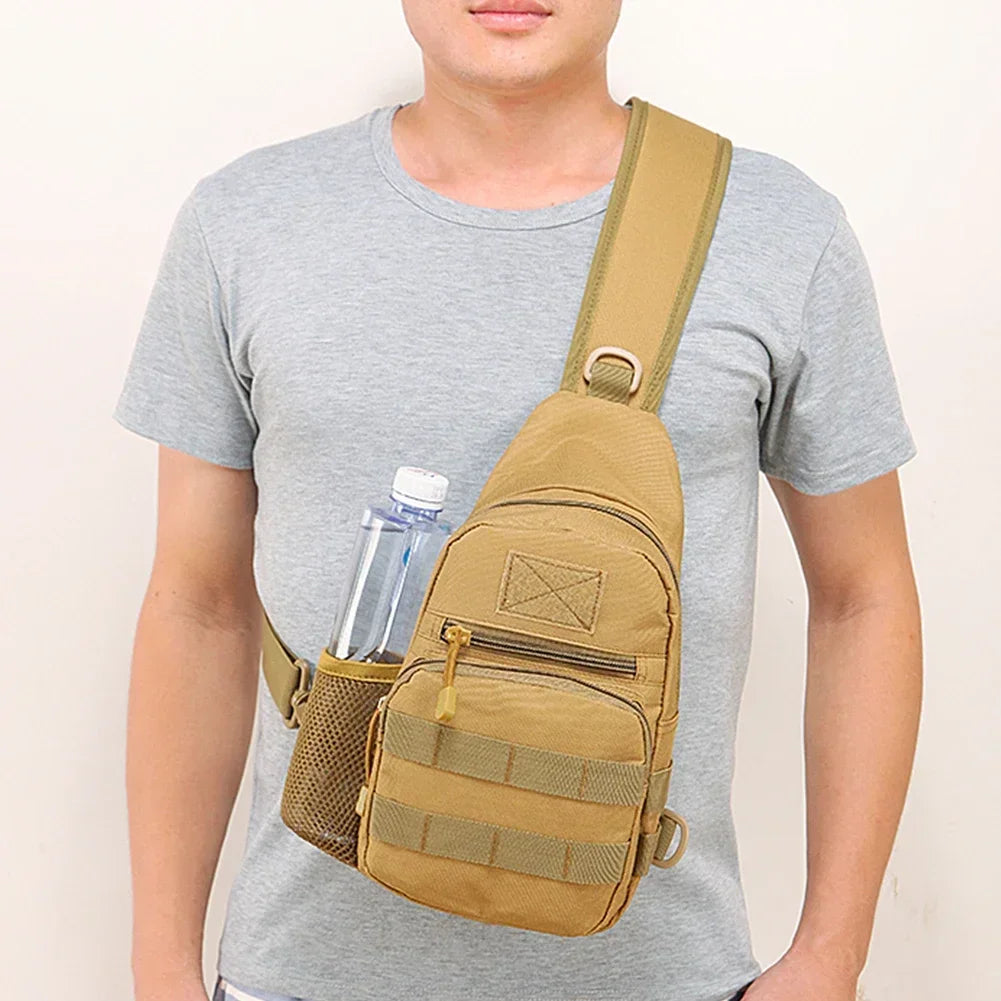 Small Outdoor Tactical Camouflage Kettle Chest Bag Men's Hiking Backpack Nylon Hunting Fishing Camo Hiking Shoulder Bag