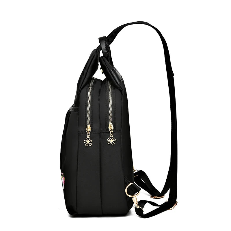 Waterproof Oxford Women Backpack Fashion Casual Embroidery Bag Designer Female Large Capacity Travel Handbag Shopping Knaps