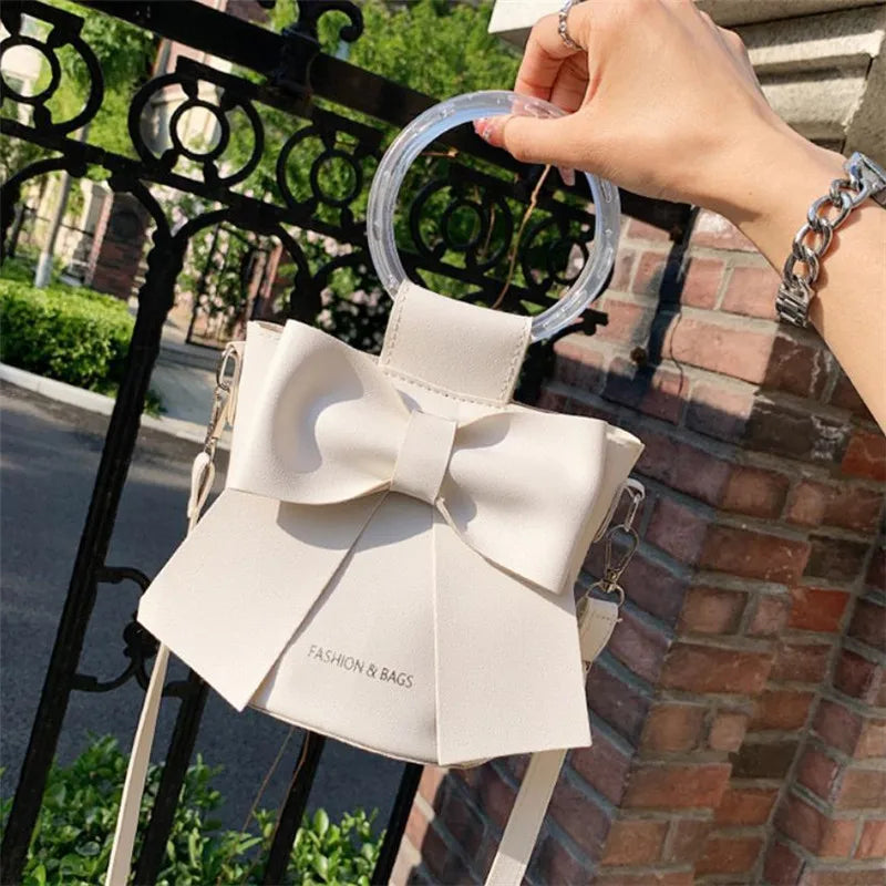Stylish Women's Bucket Bag with Detachable Strap and Elegant Bow Accent Casual Shoulder Crossbody Bag, Summer Handbag Purse