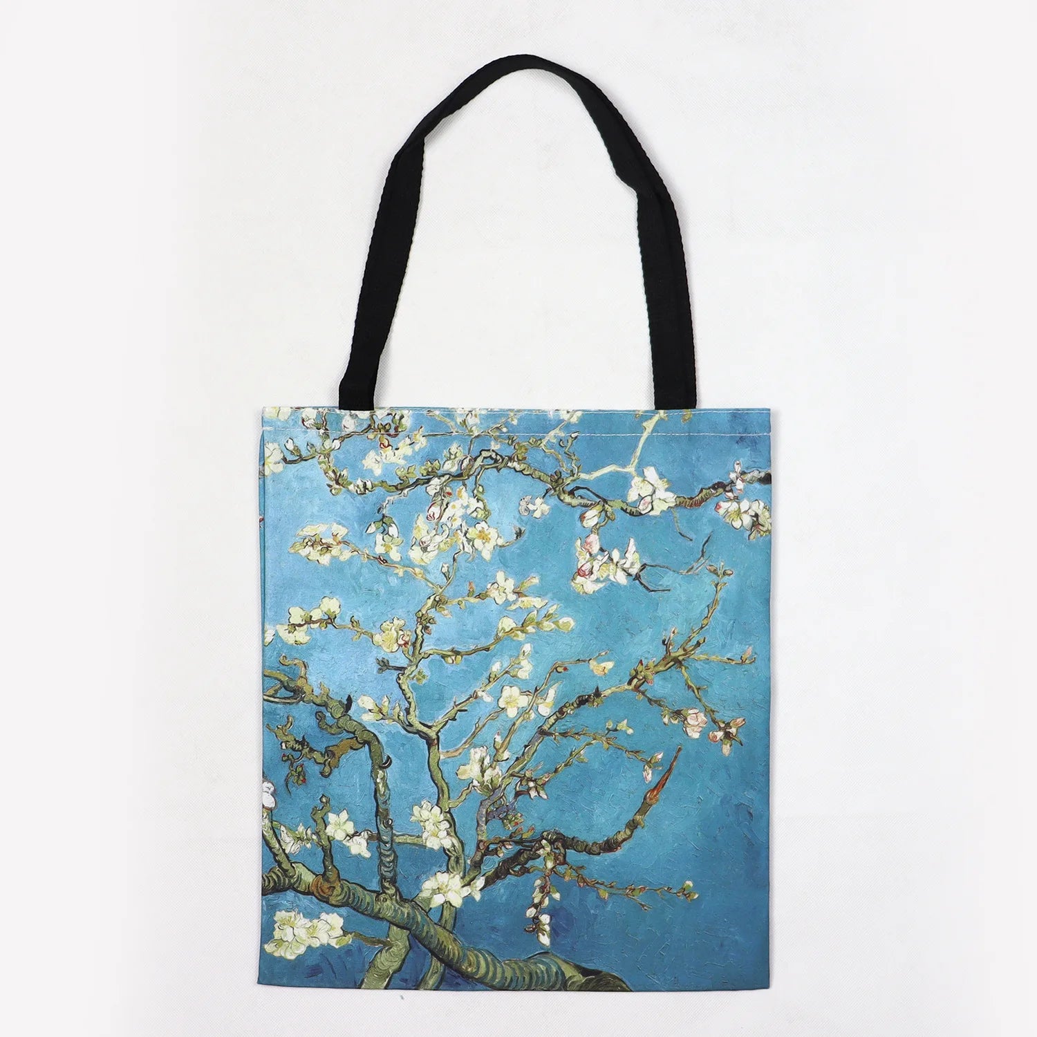 Van Gogh Series Linen Bag Oil Painting Starry Night Sunflower Apricot Flower Coffee Holder Handbag Lightweight Shoulder Bag