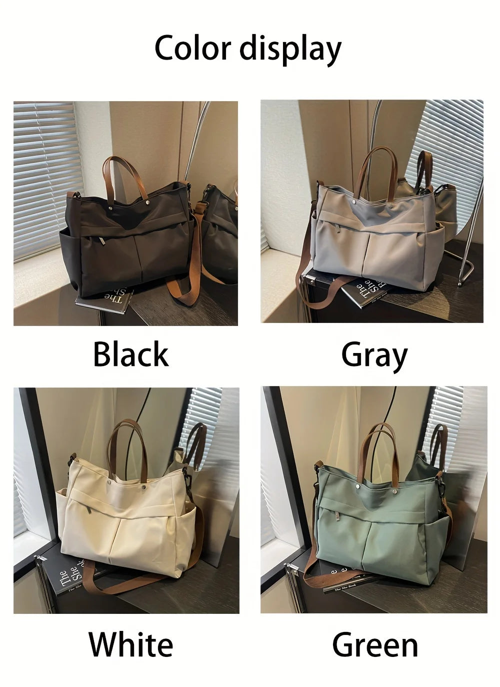 Spacious Nylon Tote Bag for Women Stylish Shoulder Crossbody Bag, Perfect for Casual Outings, Travel, Business, Fitness Shopping