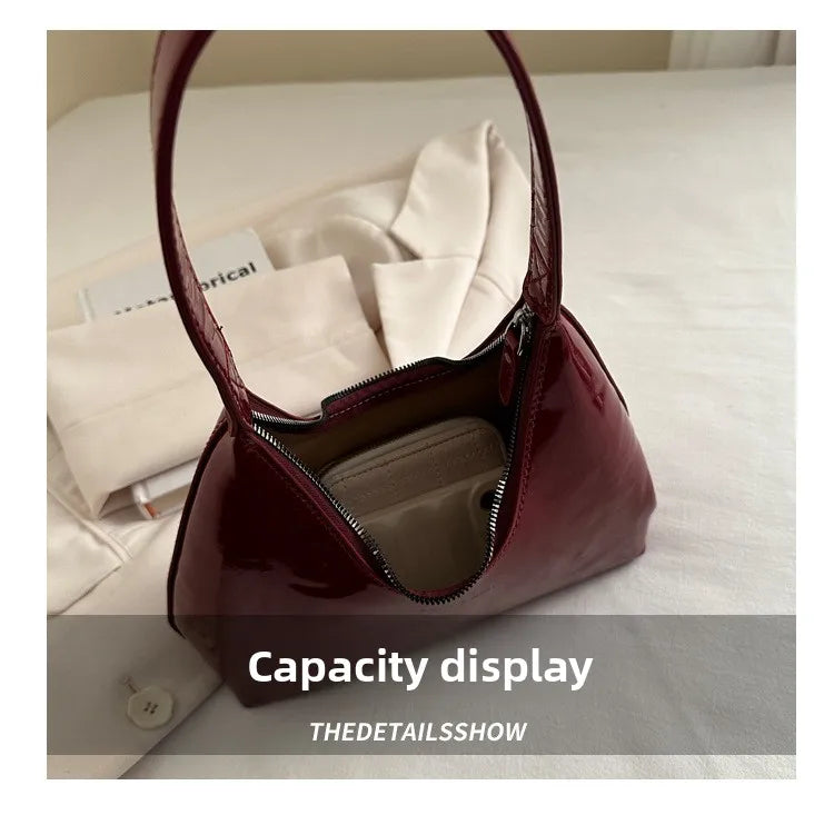 Solid Color Synthetic Leather Shoulder Underarm Bag, Retro Versatile Handbag Women Bag, Fashionable Daily Use Chic Handbag Purse