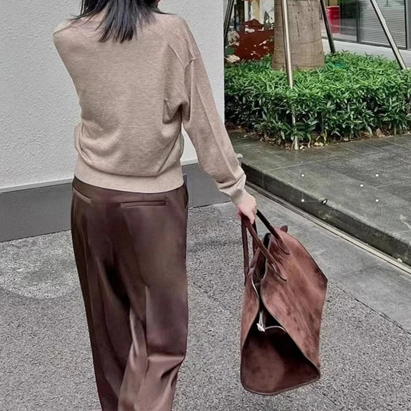 Tote Bag Women's New Autumn and Winter High-end Niche Design Large-capacity Shoulder Bag Retro Commuter Handbag