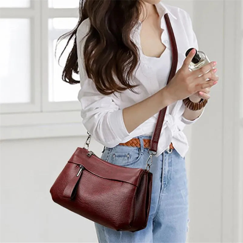 Elegant Women's Shoulder Bag with Unique Texture Design Stylish Soft  Leather Handbag with Zipper Pockets Everyday Crossbody Bag