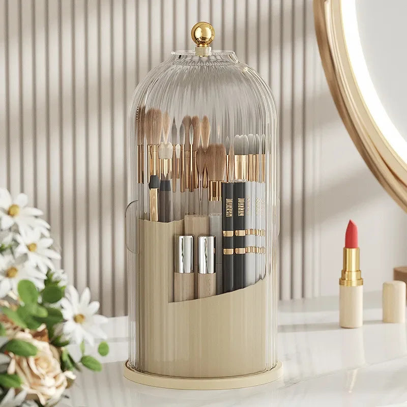 360° rotary makeup brush holder with cover Luxury cosmetics lipstick eyebrow pencil holder eye shadow storage box