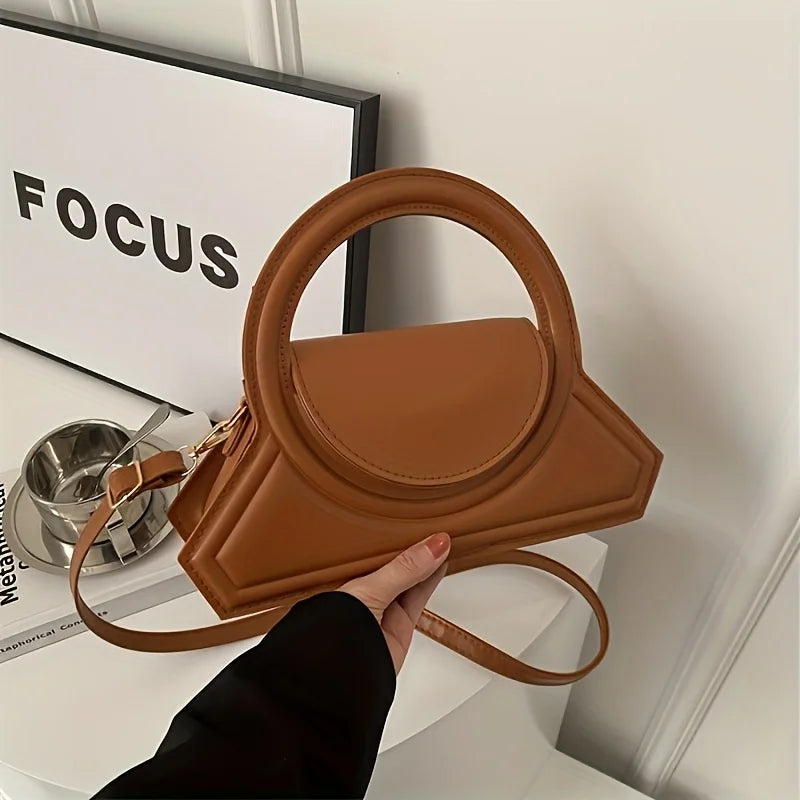 Solid Color Pu Leather Elegant Tote Bag, Versatile; Vintage Small Square Bag, Stylish Shoulder Crossbody Bag for Work Occasions
