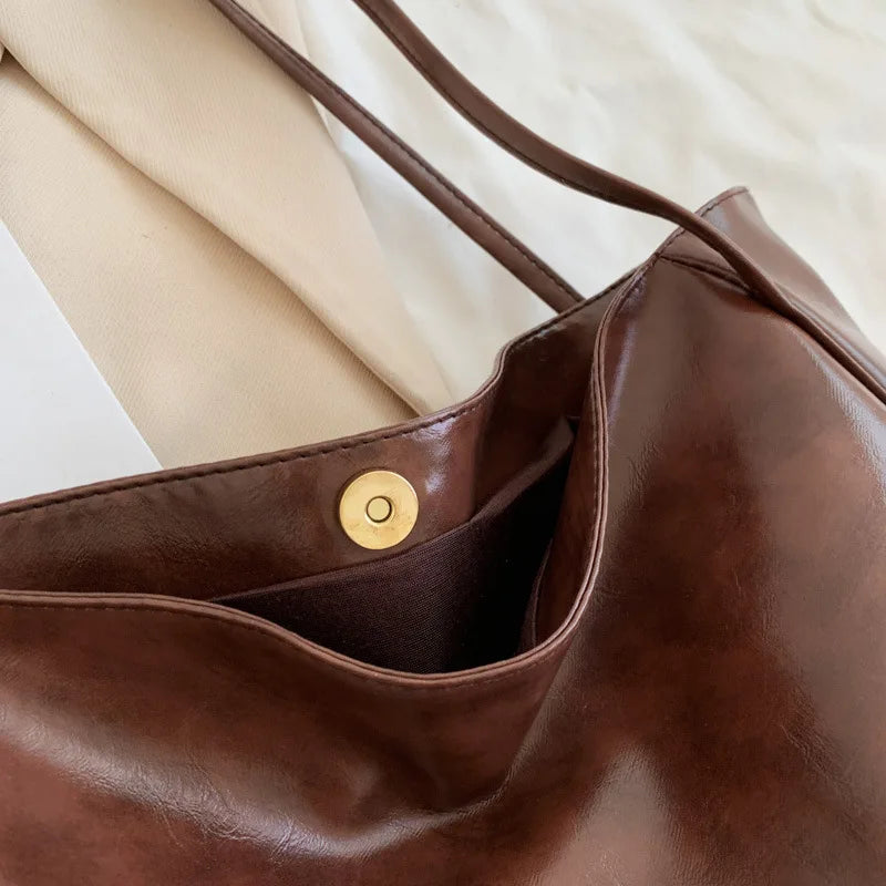 Retro PU Women's Handbag, Large Capacity Handbags Shoulder Bag, Street Leisure Shopping Tote Bag Bags, Suitable for Daily Use