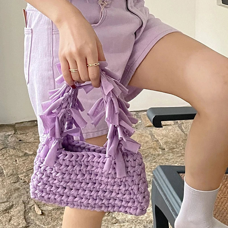Spring And Summer Handwoven Women's Handheld Bag Leisure Small Fresh Hollow Out Small Design Holiday Bag