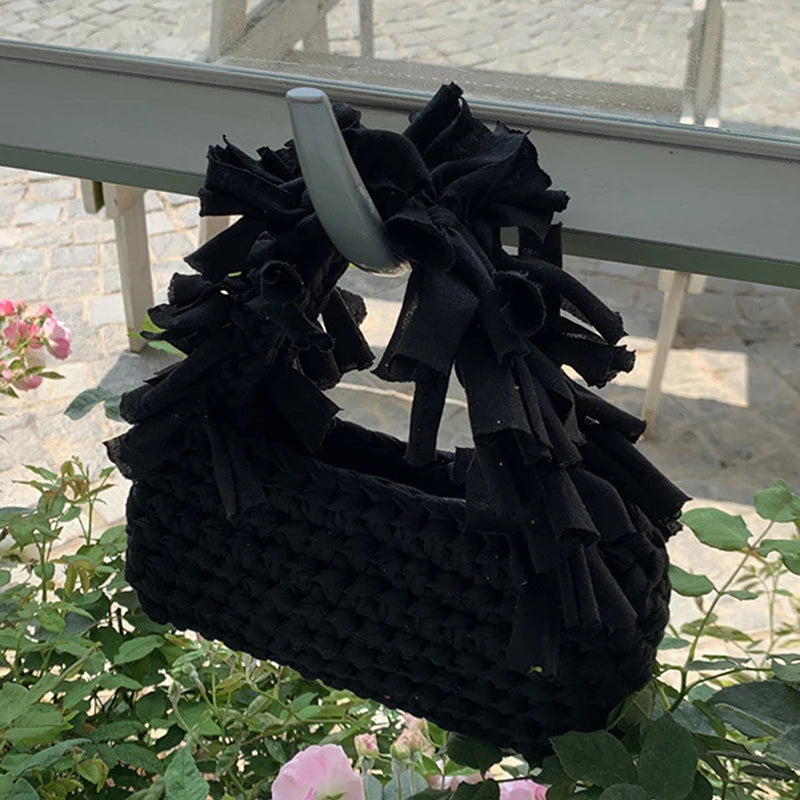 Spring And Summer Handwoven Women's Handheld Bag Leisure Small Fresh Hollow Out Small Design Holiday Bag