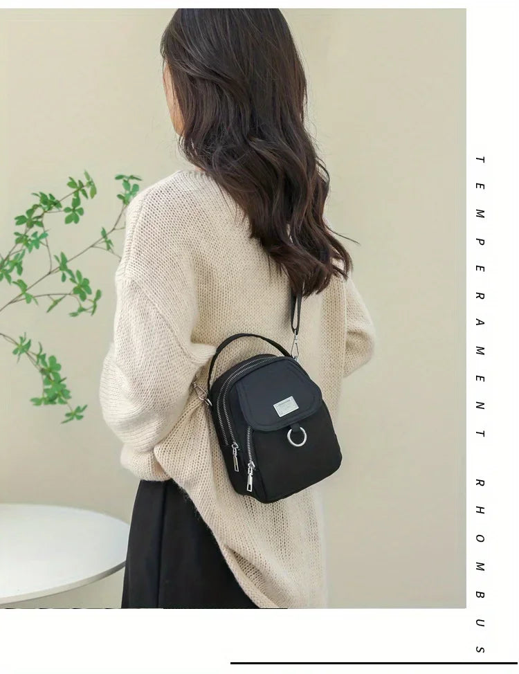 Ms. Fashion, Shoulder Bag, Mini Phone Bag, Multi-Layered Messenger Bag, Nylon Waterproof Fabric, And External Headphone Holes