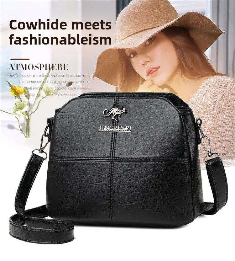 Fashionable Three Interlayer Synthetic Leather Crossbody Bag with Polyester Lining, Stylish Square Single Shoulder Bag for Women