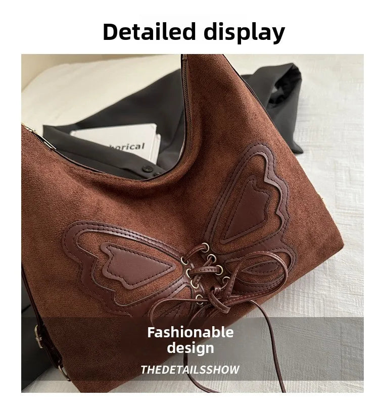 Large Capacity Bow Tie Backpack, New Retro Single Handbag Shoulder Messenger Bag, High Grade Matte Leather Tote Cross Body Bags