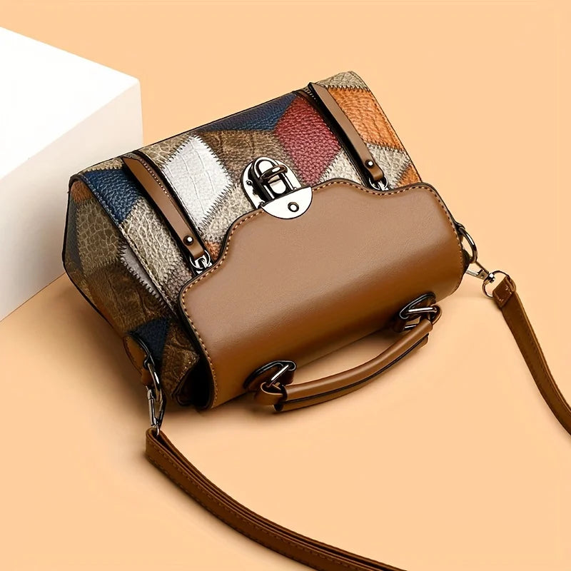 Women's Retro Rhombus Pattern Shoulder Crossbody Bag Adjustable Shoulder Strap Zipper Closure, Multi-Color Options for Daily Use