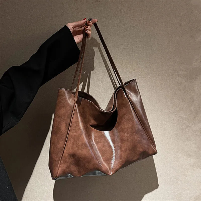 Retro PU Women's Handbag, Large Capacity Handbags Shoulder Bag, Street Leisure Shopping Tote Bag Bags, Suitable for Daily Use
