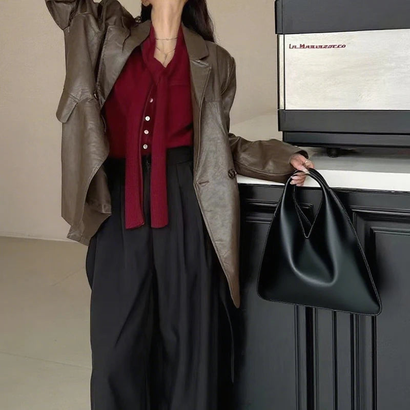 Simple Design Small Bindle Trendy Bag PU Leather Handbag for Women Casual Winter Shoulder Bags
