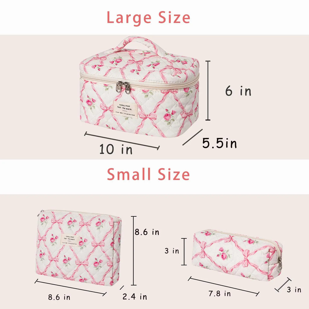 1pcs Cute Quilted Cotton Makeup Bag Women Zipper Cosmetic Organizer Cloth Handbag Box Shape Portable Toiletry Case for Girls