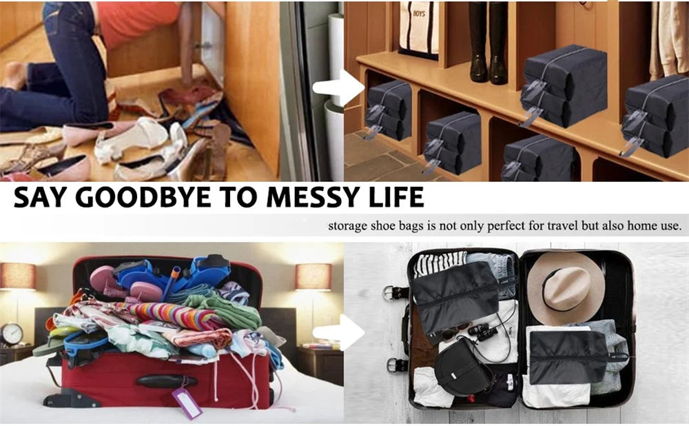 Portable Nylon Travel Shoe Bags with Zipper Closure for Men and Women Waterproof Shoe Organize Storage Bags Makeup Laundry Bag