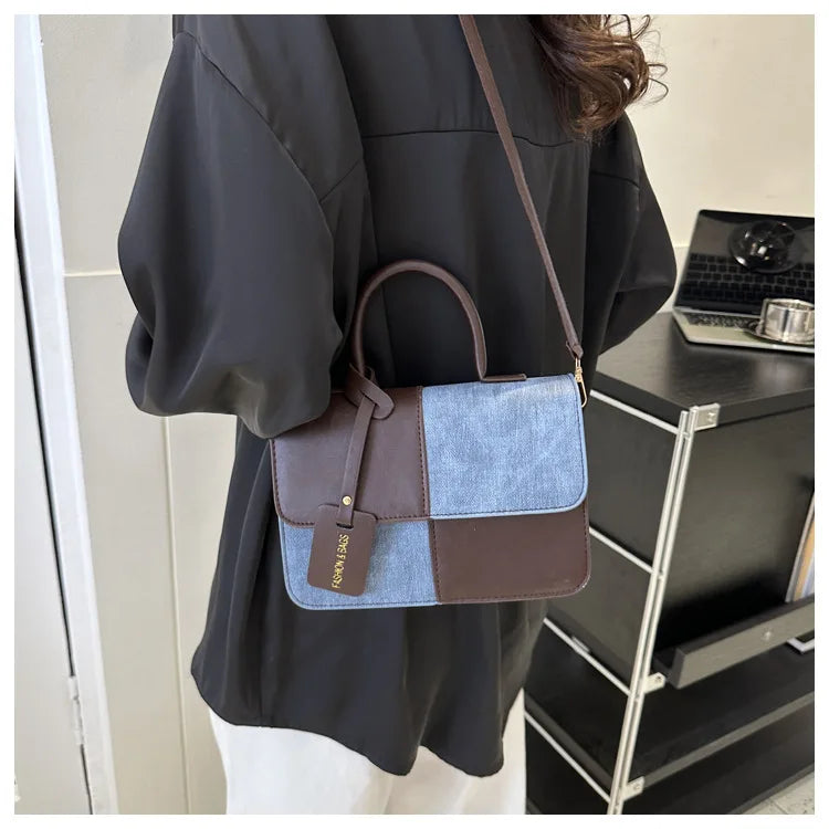 Fashionable PU Leather Handbag Women for Commuting, Stylish Single Color Blocking Handbags Shoulder Bag, Daily Outfit Tote Bag