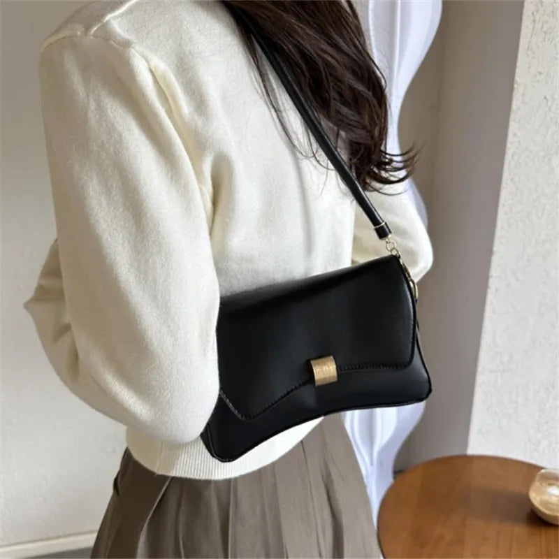 Vegan Crossbody Bag, Lightweight Solid Color Flap Purse, Design for Women Teens, Ideal for Office, College, Travel, Daily Use