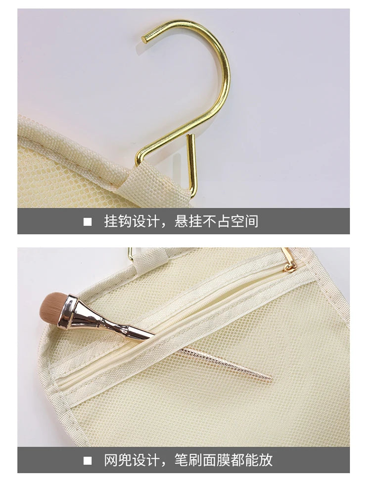 New Hooked Toilet Bag Transparent PVC Makeup Bag Large Capacity Hanging Storage Bag Travel Portable Handbag