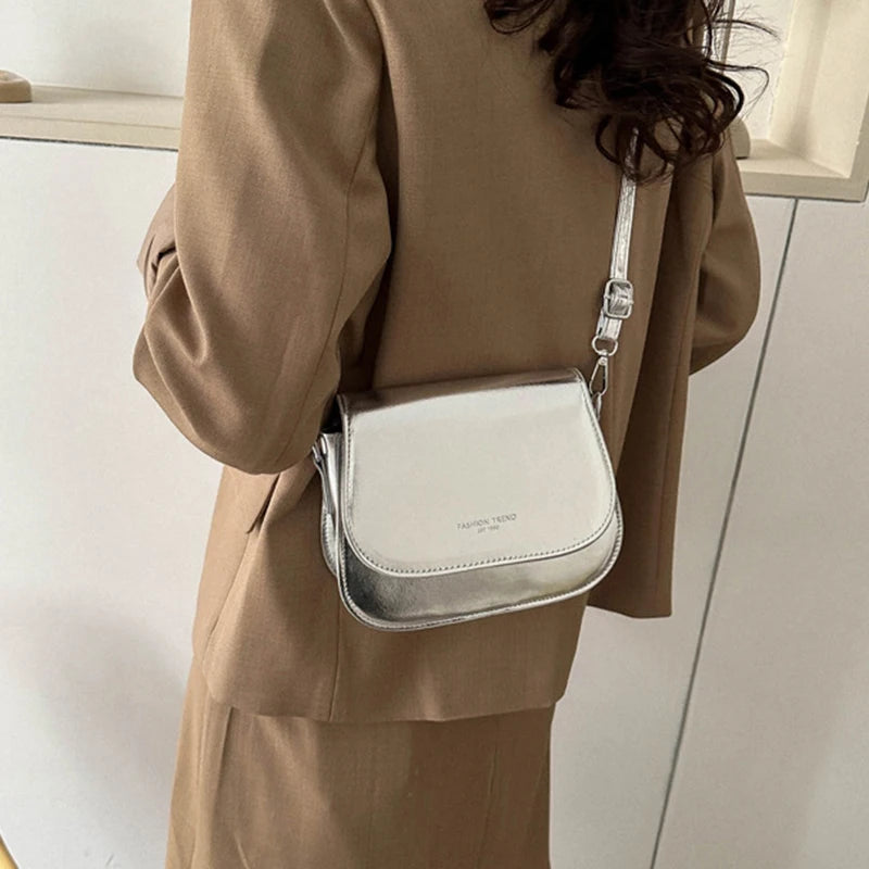 Fashion Flap Saddle Shoulder Bags for Women Solid Color Designer Messenger Handbags Purse Small Female Leather Crossbody Bag
