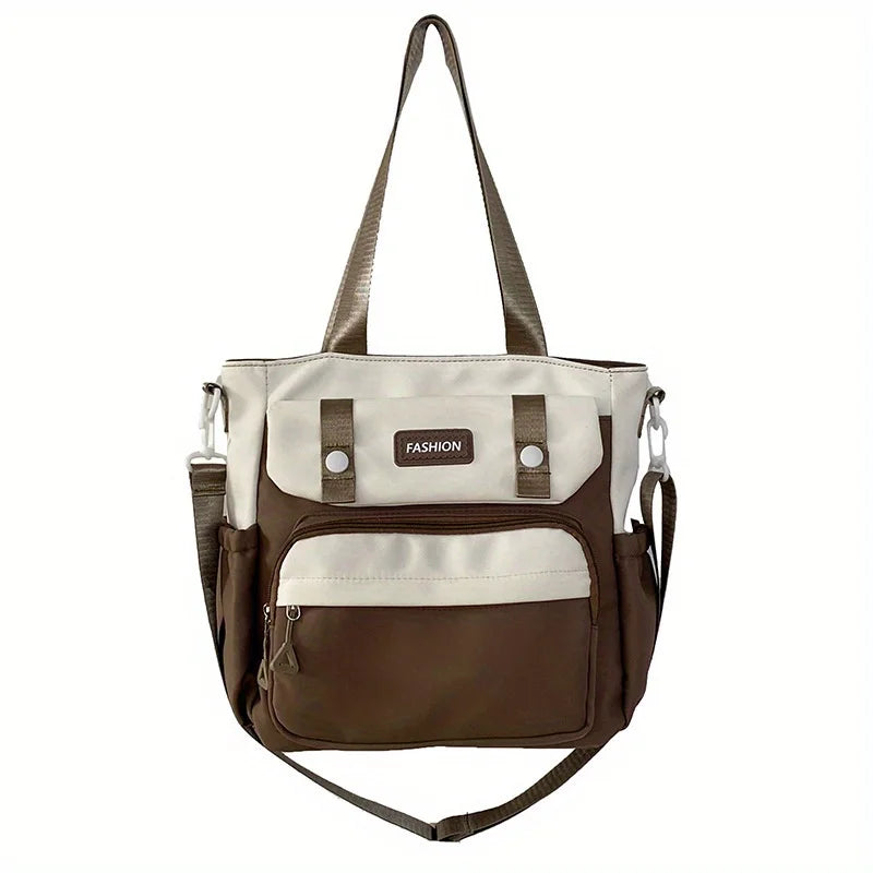 Chic Vintage-Inspired Canvas Tote Bag for Women - Waterproof, Adjustable Strap, Large Capacity Crossbody & Shoulder Handbag