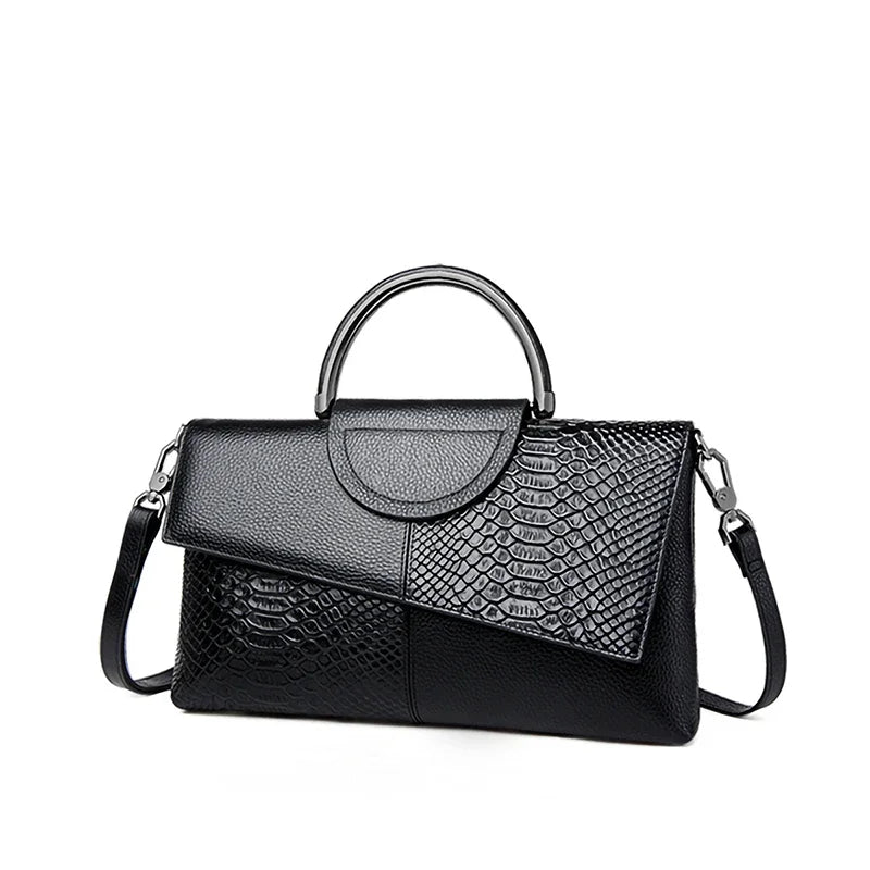 Stylish PU Synthetic Leather Women's Shoulder Crossbody Bag Fashion Casual Dinner Wedding Alligator Pattern Flap Handbag Purse
