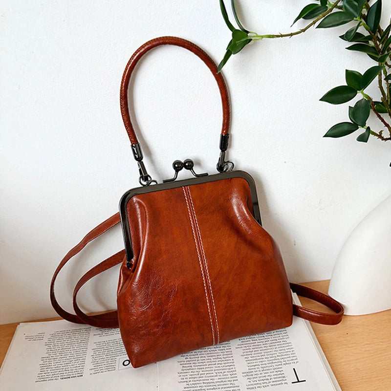 New Fashion Vintage Soft Leather Cosmetic Bag Purse Women's Handbag Crossbody Shoulder Bags Evening Party Totes Makeup Wallet