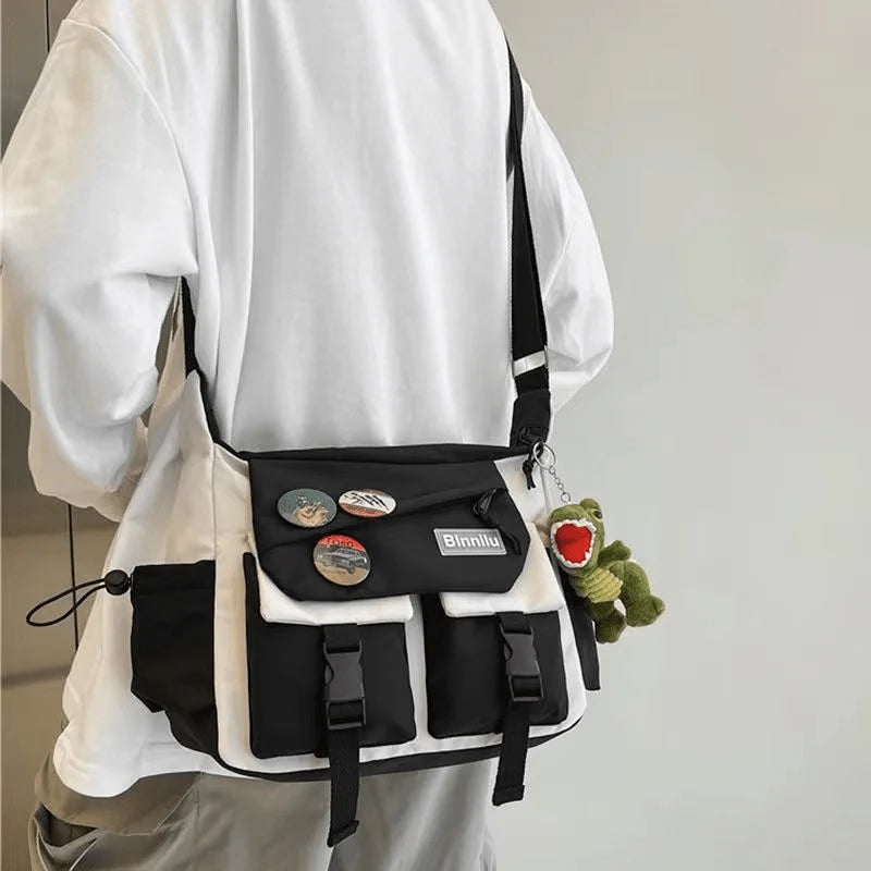 Preppy Casual Nylon Crossbody Bag For Men And Women Teenager Messenger Bag, Outdoor Student Commuter Shoulder Bag For Daily Use