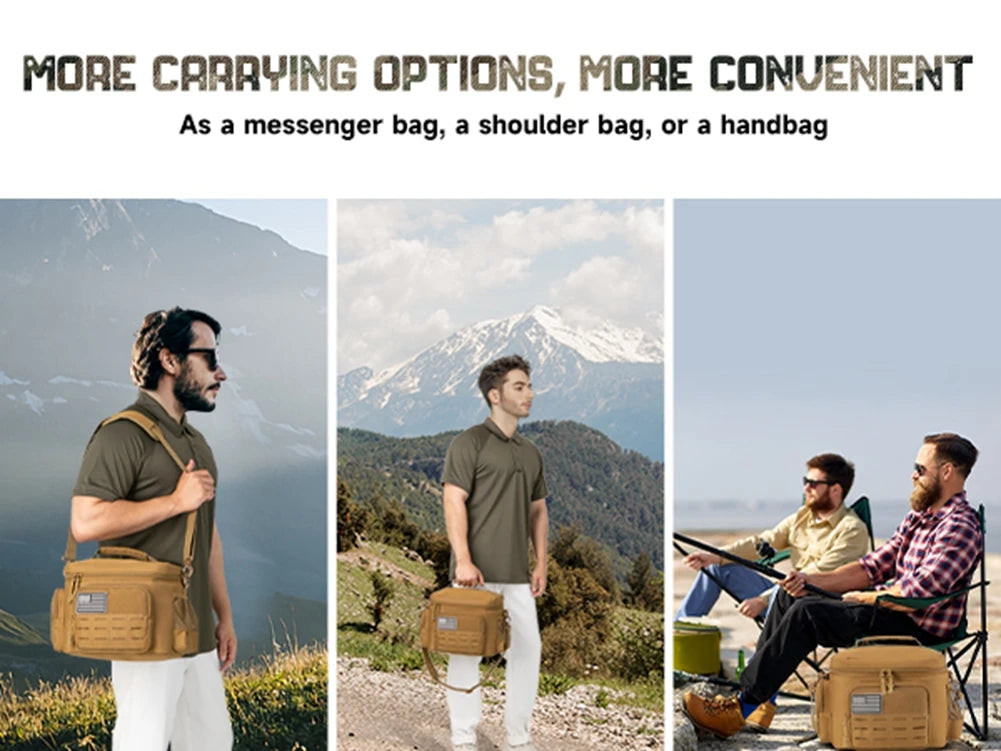 Outdoor Tactical Thermal Cooler Bag Heavy Duty Lunch Box Work Leakproof Insulated Durable Lunch Bag for Men Meal Camping Picnic