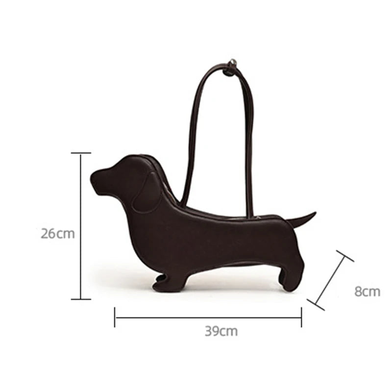 Three-dimensional Dachshund Shoulder Bag PU Leather Retro Handbag Design Underarm Bag For Women Trend Commut Bag