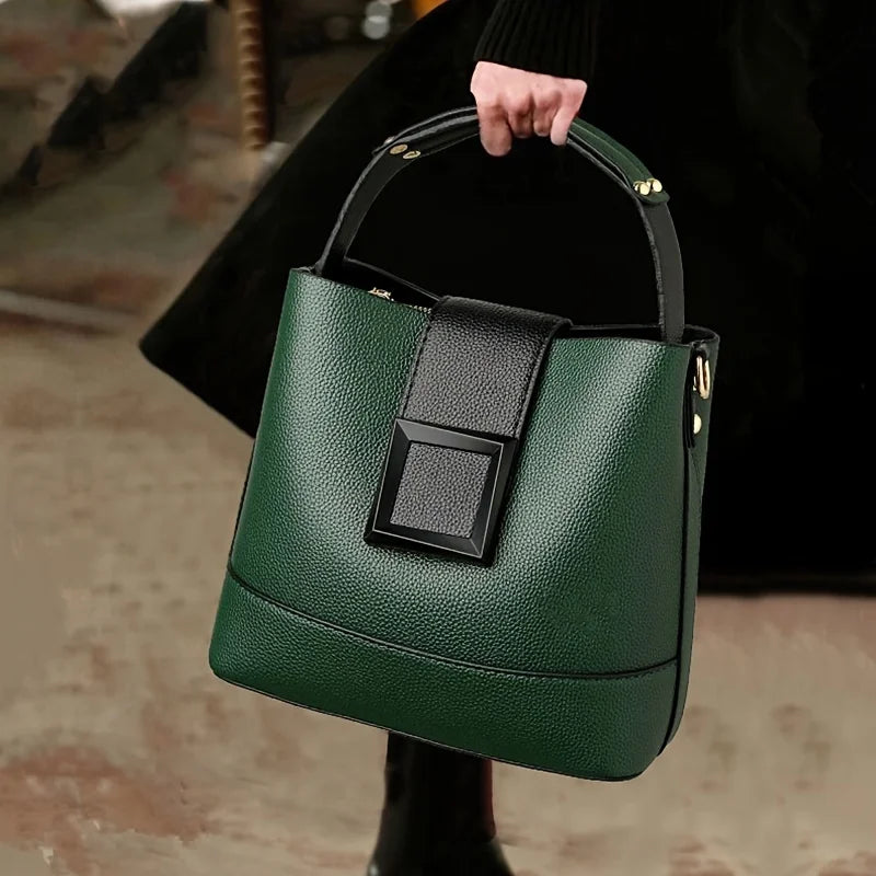 Simple Bucket Bag, Trendy Top Handle Purse, Women's Fashion Hanbag Shoulder Bag,