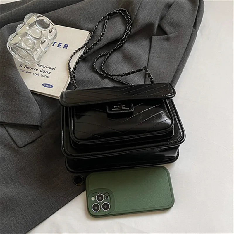 Versatile Chain Pu Shoulder Bag, European American Vintage Armpit Bag, Stylish Buckle Cross Body Bags for Women Office Workers