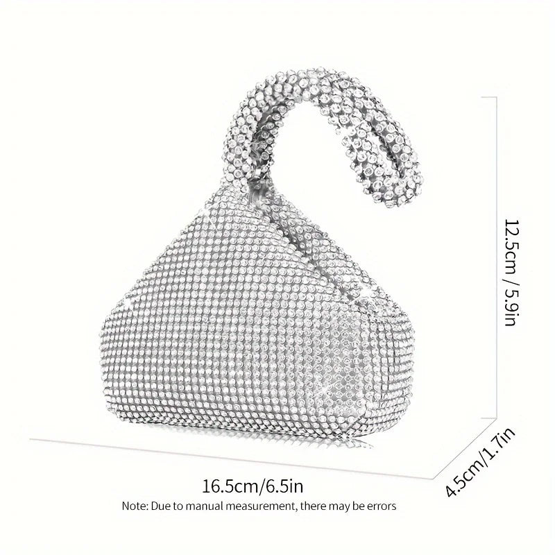 Mini Glitter Rhinestone Clutch, Elegant Sparkle Clutch Purse Women Handbag & Wrist Purse for Carnaval Wedding Music Festival
