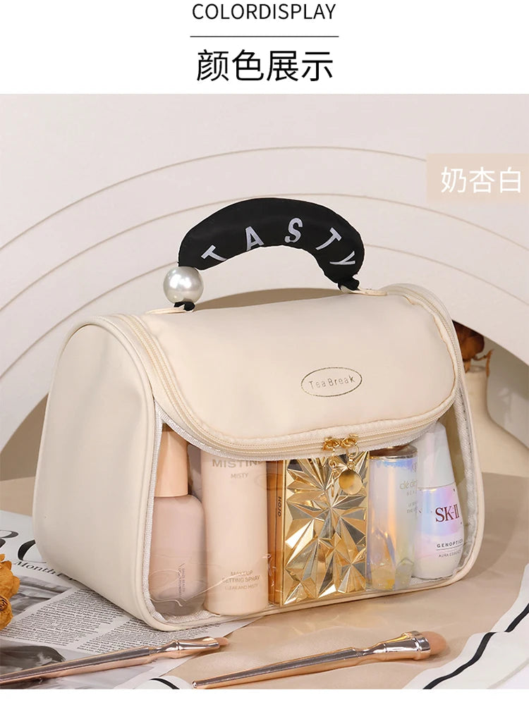 New Hooked Toilet Bag Transparent PVC Makeup Bag Large Capacity Hanging Storage Bag Travel Portable Handbag