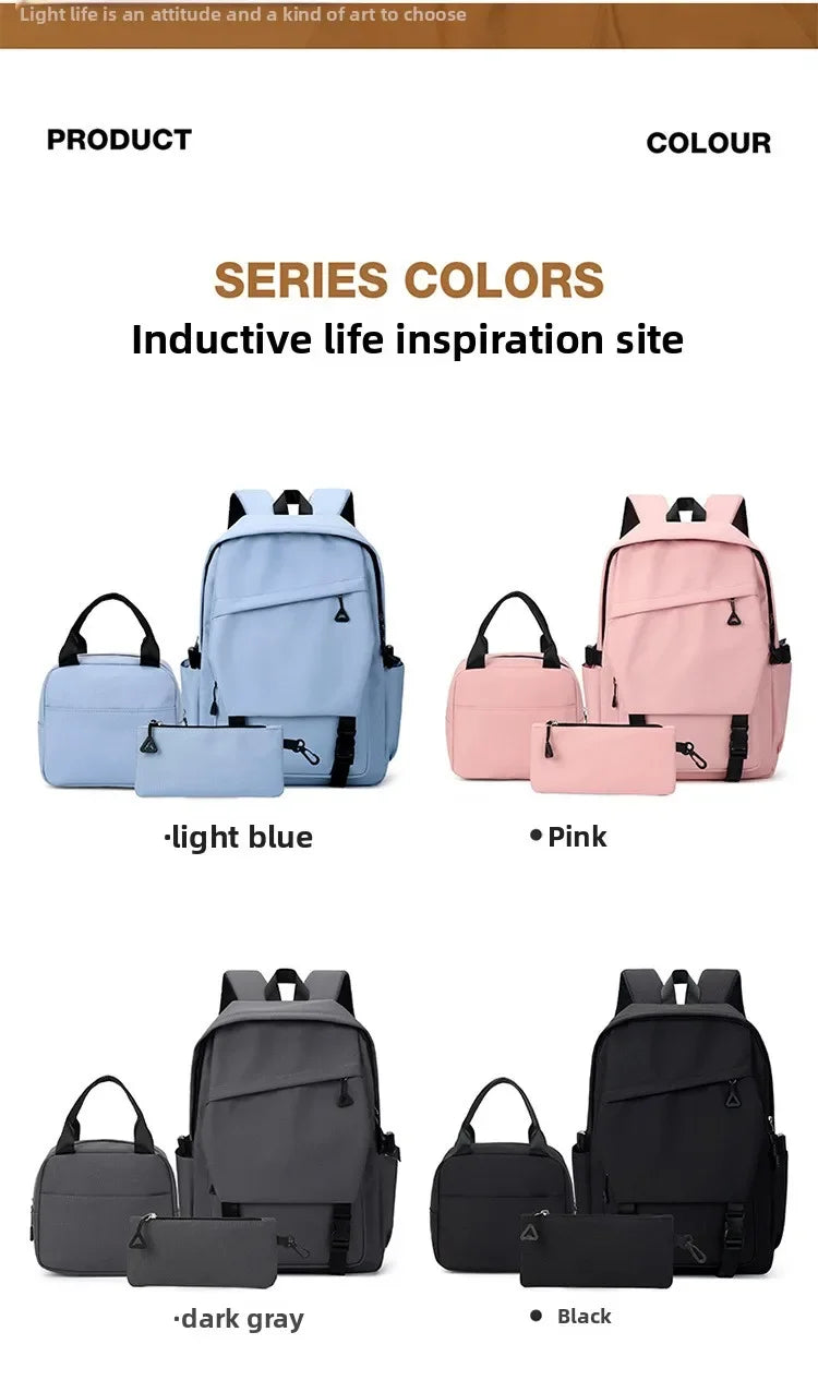 3pcs/set Campus Student Backpack, Boys Girls School Bags for Teen Men Women Tote Bag Clutch Pocket, Nylon Backpacks Travel Bag
