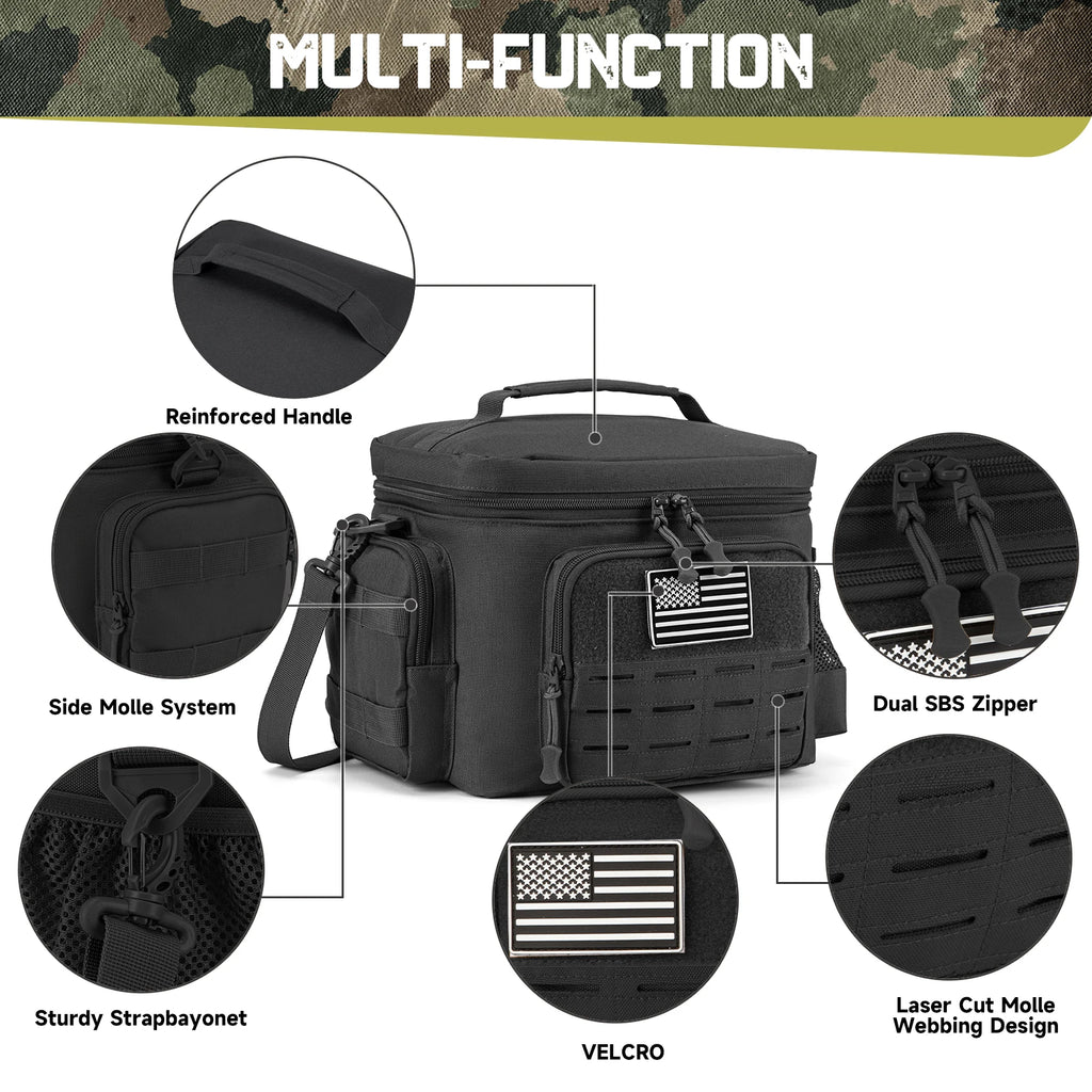 Outdoor Tactical Thermal Cooler Bag Heavy Duty Lunch Box Work Leakproof Insulated Durable Lunch Bag for Men Meal Camping Picnic