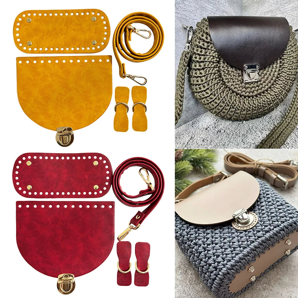 Hot Sale 1Set Accessories For Handbags 5pcs Diy Crochet Bag Kit Handmade Bag Bottom New Diy Leather Bag Strap For Making Bags
