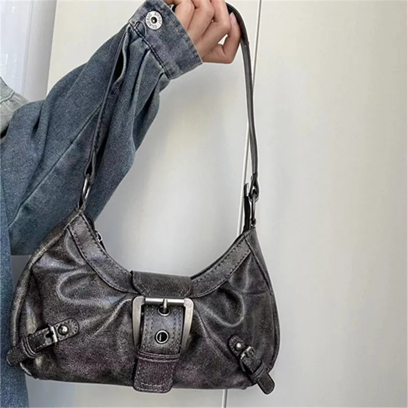 Y2K Retro Handbag Women's Bag, Stylish Fold Leather Shoulder Armpit Bag, Chic Retro Handbags Purse, Temperament Woman Tote Bag