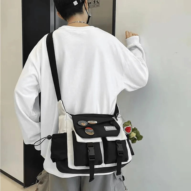 Preppy Casual Nylon Crossbody Bag For Men And Women Teenager Messenger Bag, Outdoor Student Commuter Shoulder Bag For Daily Use