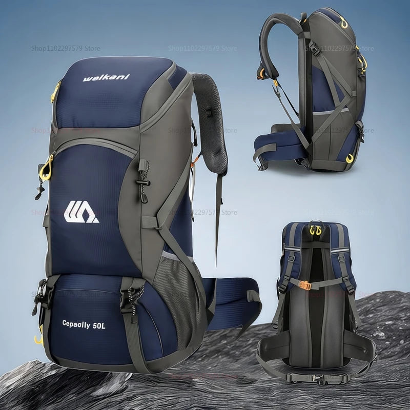 Outdoor Hiking Backpack 50L Camping Travel Bag Oxford Cloth Double Shoulder Large Capacity Multi-Functional Outdoor Sports Bag