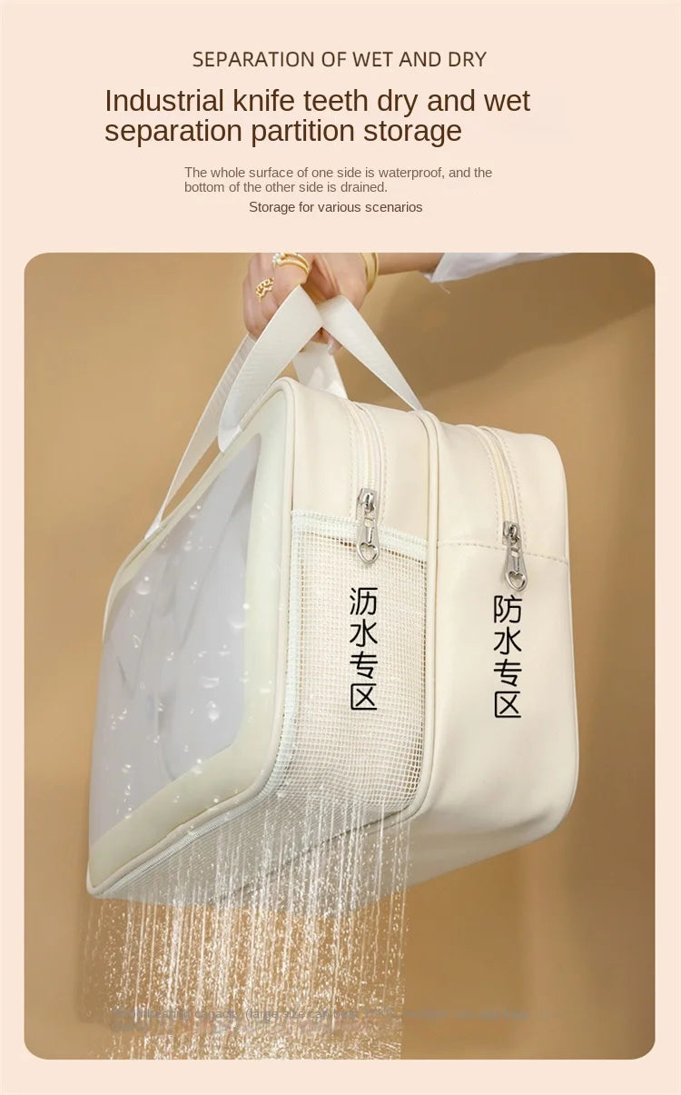 Wet Separate Bag Large Capacity Storage Bag Fitness Swimming Travel Portable Double Layer PVC Portable Cosmetic Bag #3571