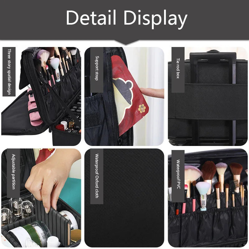 Large Capacity Cosmetic Case Waterproof Manicure Makeup Toolbox,Makeup Bag For Travel New Professional Tattoo Tool Makeup Case