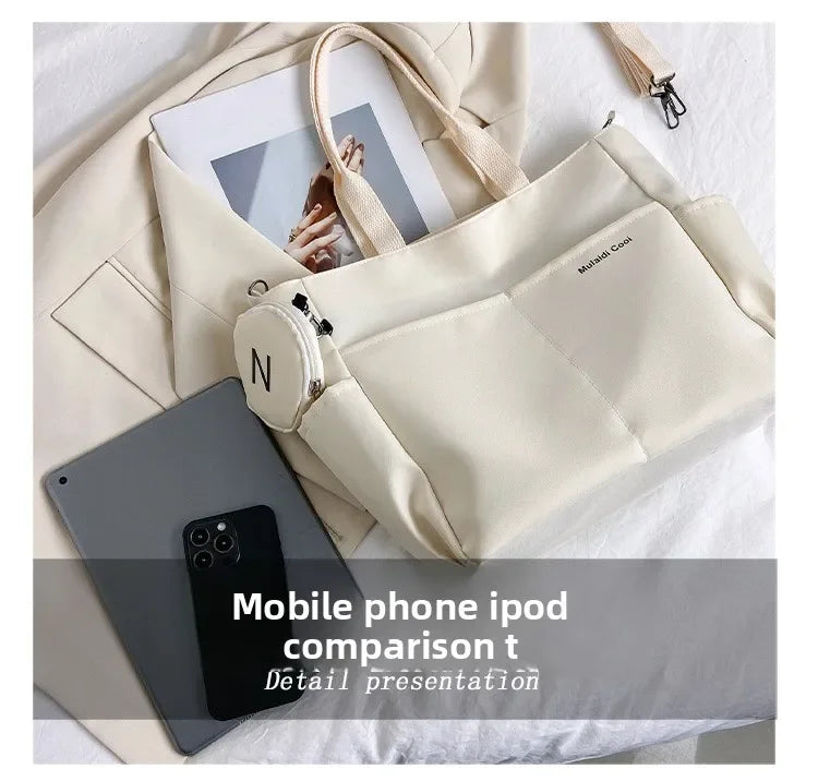 Oxford Design Double Sided Pocket Tote Bag Teen Women Large Capacity Handbag Single Shoulder Crossbody Bag with Round Coin Purse