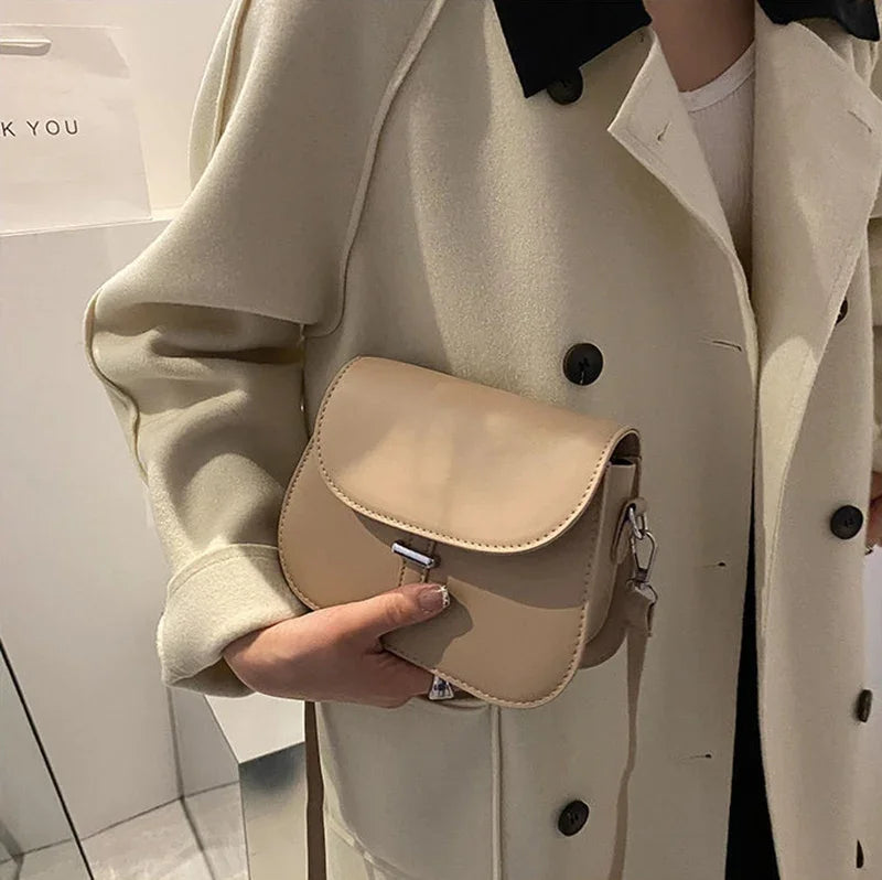 Vintage Simple Shoulder Bags For Women Casual Small Flap Crossbody Bag Purse Girls PU Leather Messenger Handbags bolsa feminina