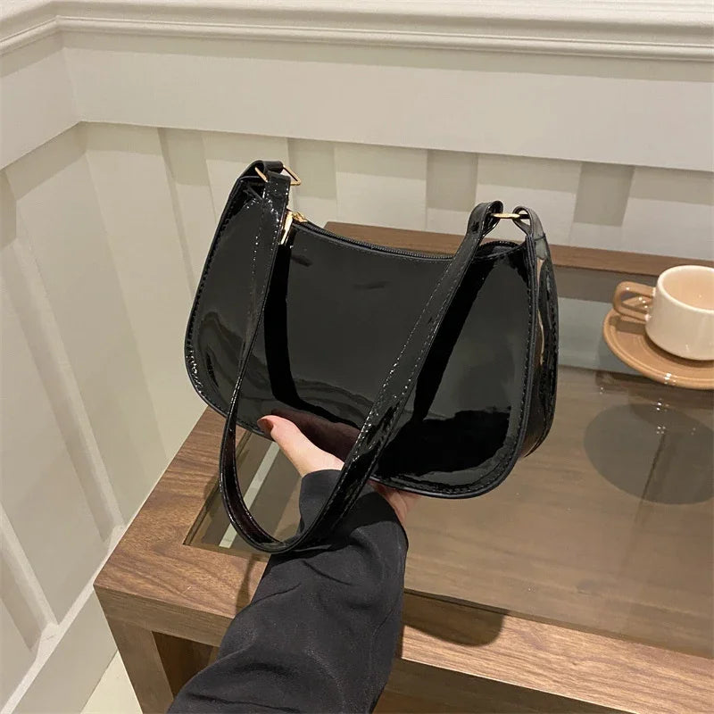 Retro Solid Color PU Leather Shoulder Bag Fashion Women's Handbags Casual Designer Hobos Underarm Bag, Suitable for Daily Use